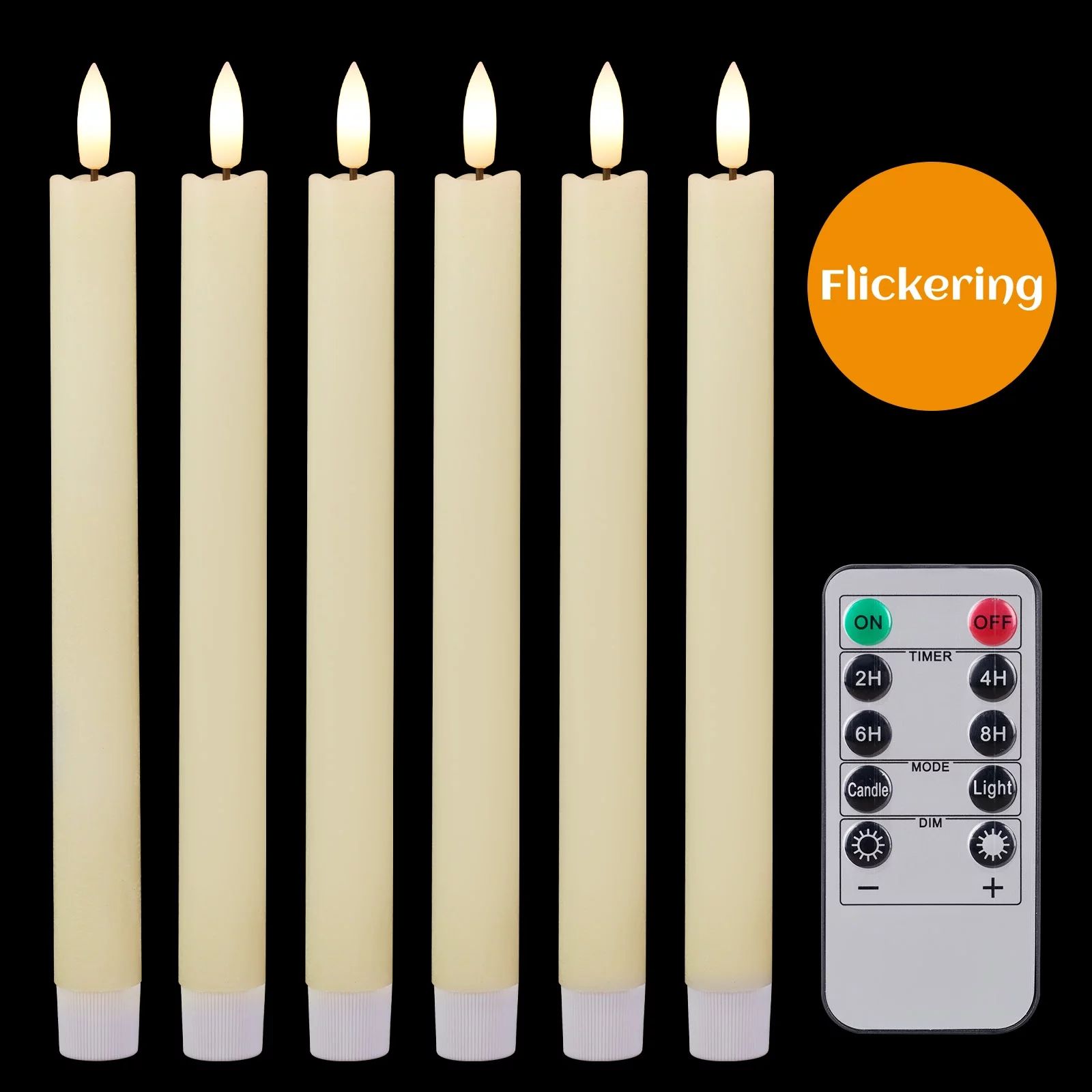 Lasumora 6PCS Real Wax LED Flameless Taper Candles with Timer and Remote Control, Battery Operate... | Walmart (US)