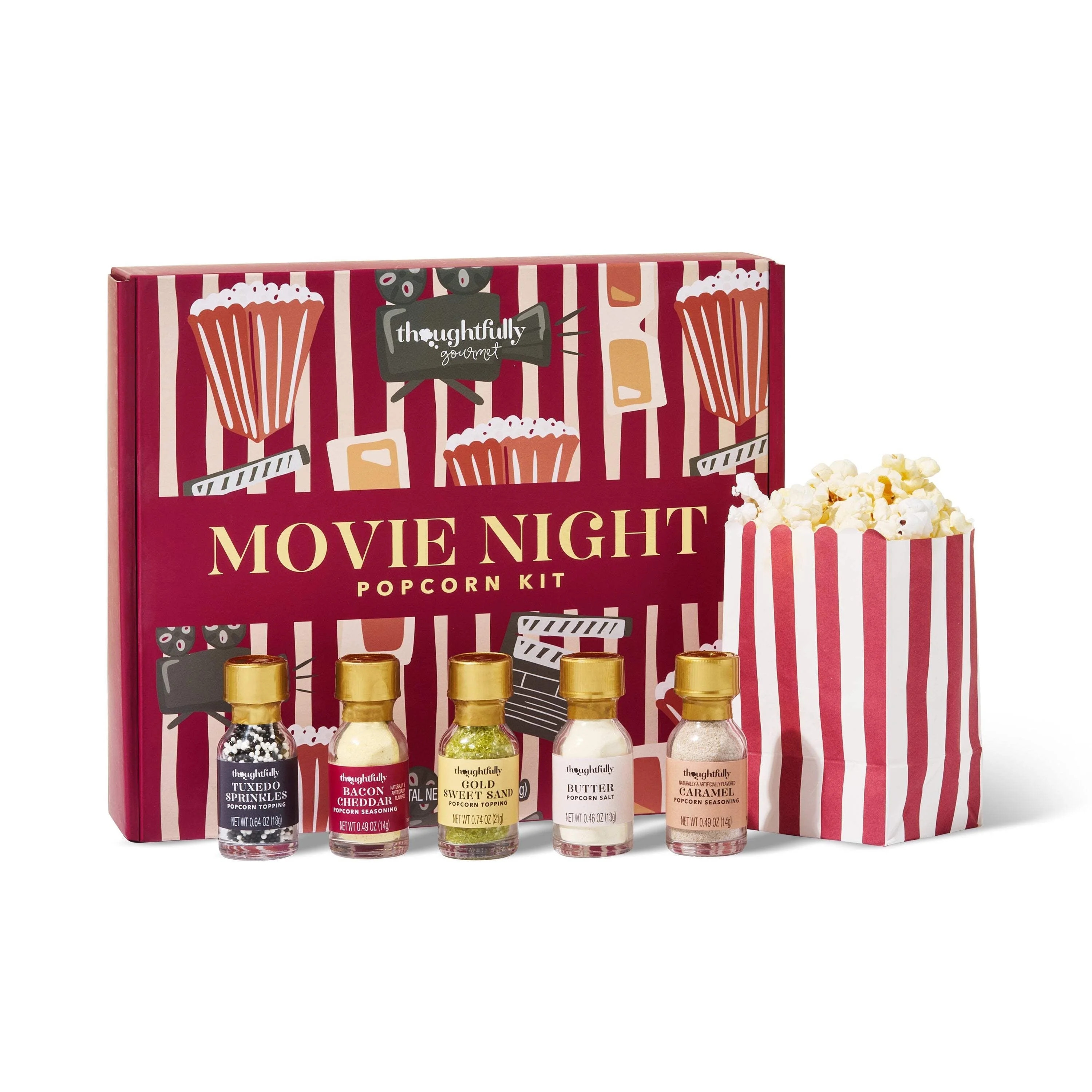 Thoughtfully Gourmet Movie Night Popcorn Kit, Yellow and Mixed Popcorn Kernels, 10 Paper Bags, 5 ... | Walmart (US)