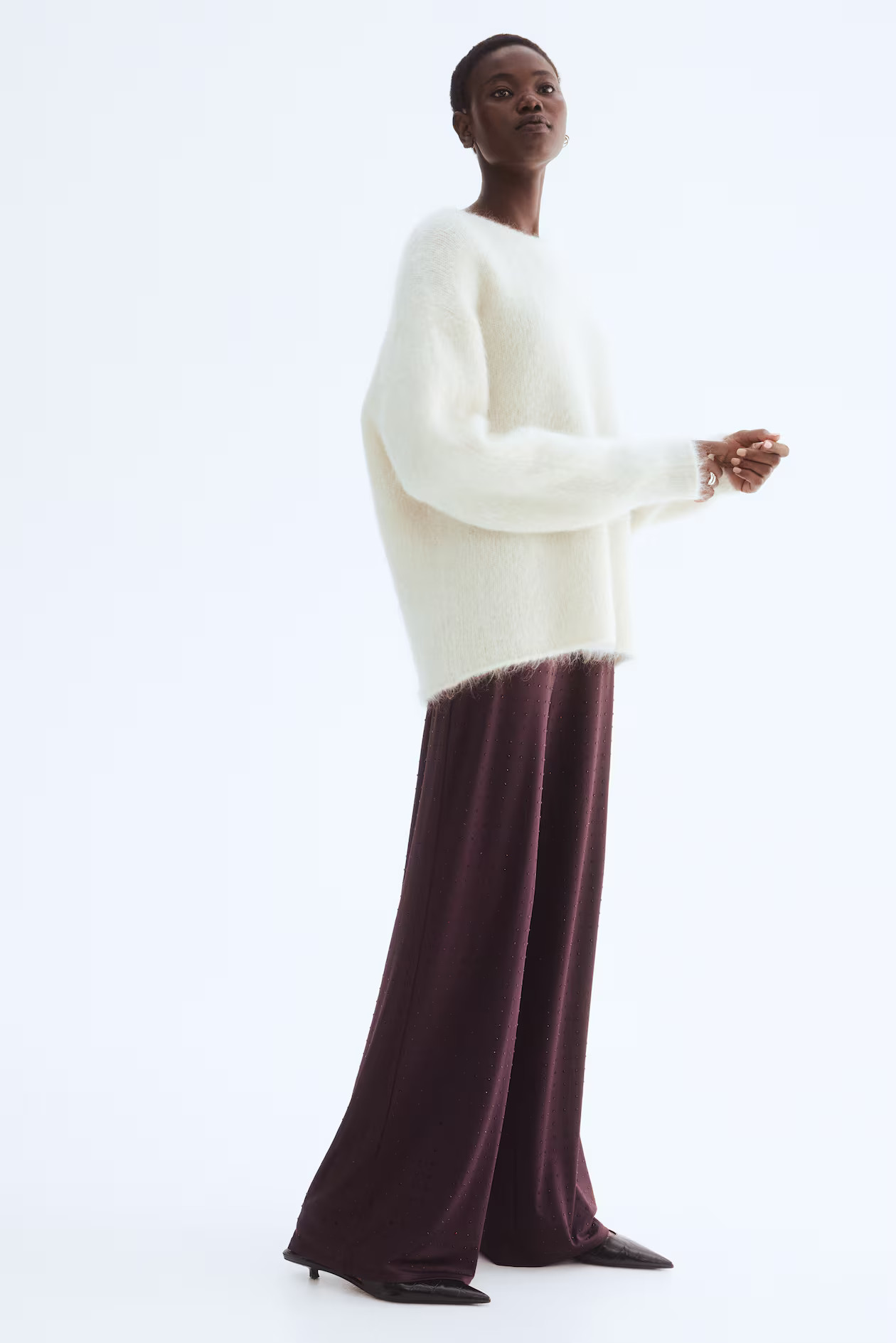 Rhinestone-embellished jersey trousers | H&M (UK, MY, IN, SG, PH, TW, HK)