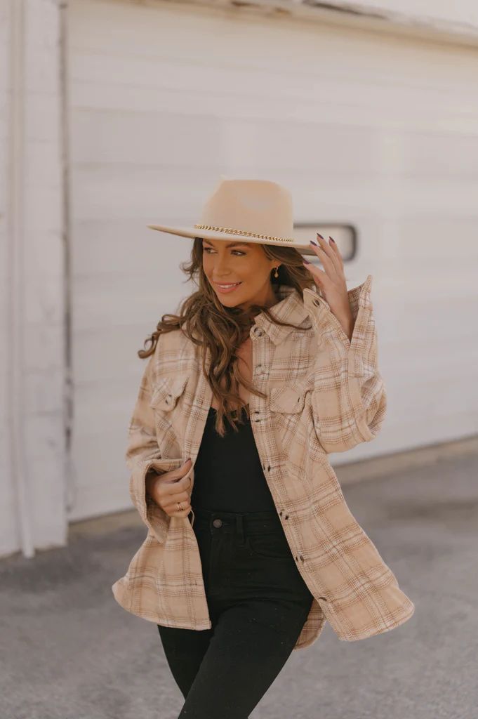 McKenna Neutral Plaid Shacket | She Is Boutique