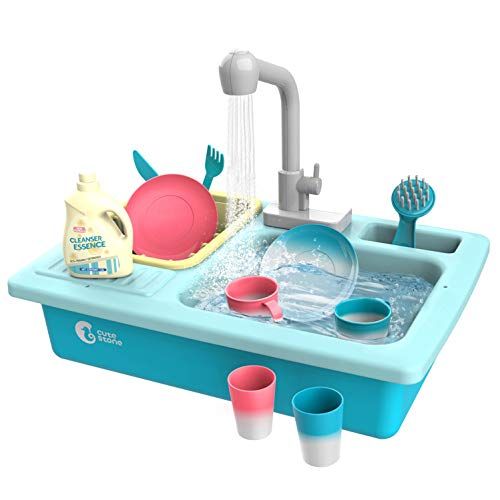 CUTE STONE Color Changing Kitchen Sink Toys, Children Heat Sensitive Electric Dishwasher Playing Toy | Amazon (US)