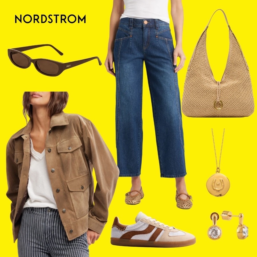 Neutral tones done right 🤎 This suede jacket is giving fall-is-coming vibes. The woven hobo bag + horseshoe pendant are such easy layering pieces. All from the Nordstrom Anniversary Sale — public sale starts July 18th!

#LTKSaleAlert
