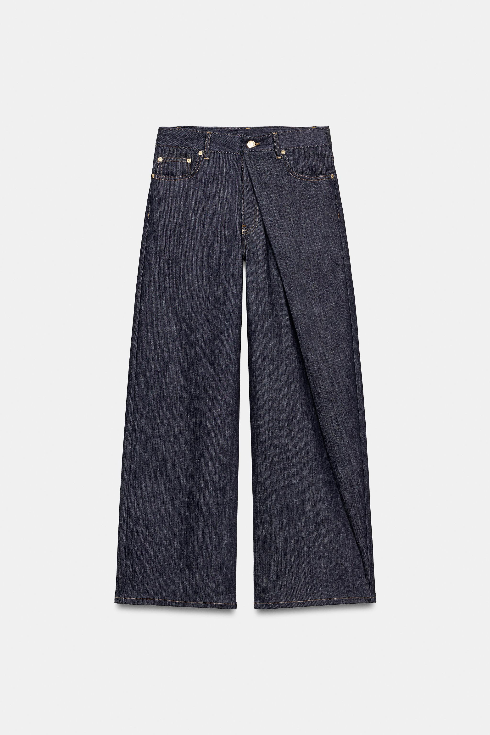 ZW COLLECTION RELAXED PLEATED MID-RISE JEANS | Zara US