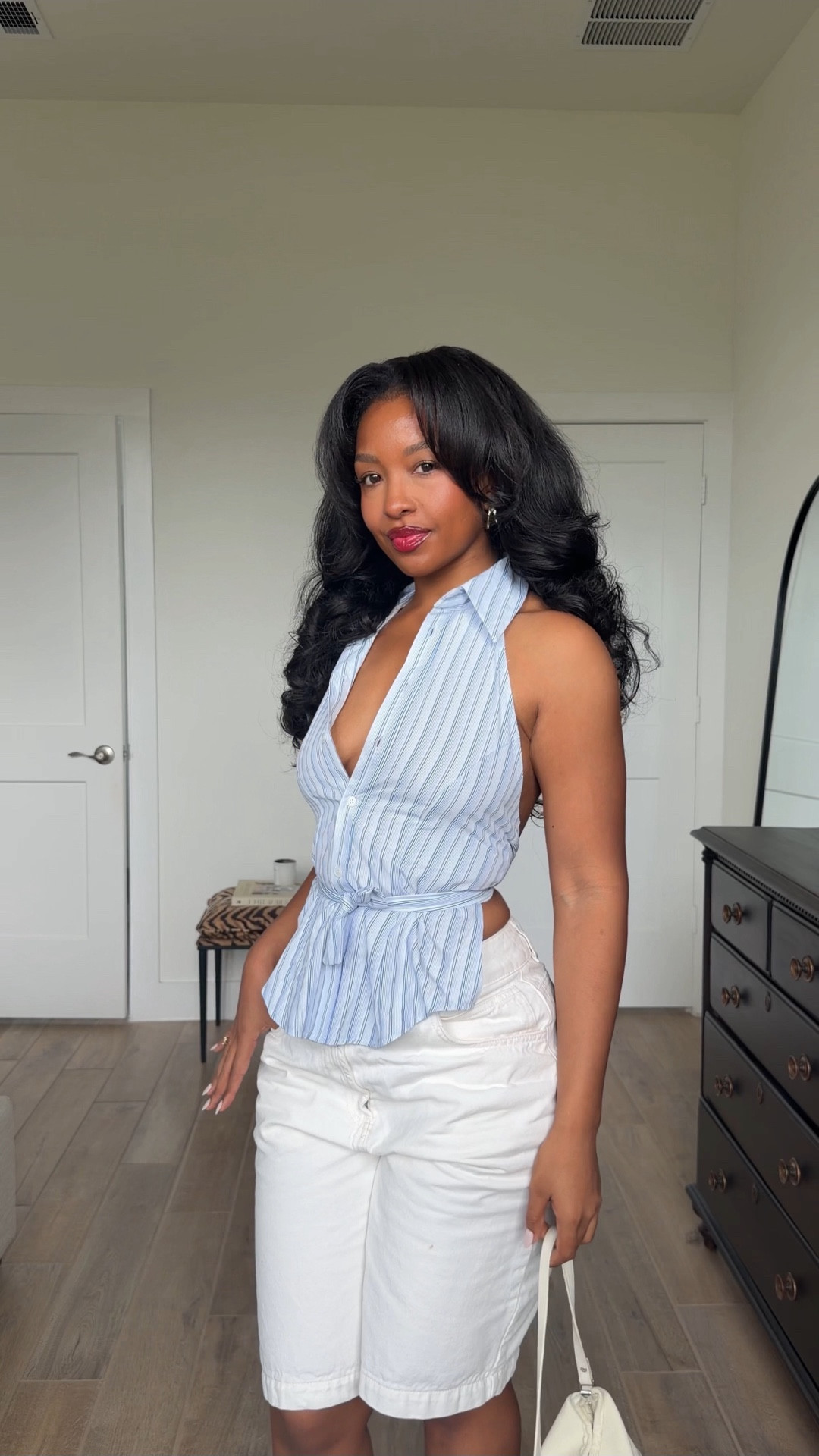 Steal my Spring Outfits pt 8 🌷. Such a pretty baby blue backless halter and white denim Bermuda shorts from @ASOS  #springfashion2026 #spring2026 #springoutfitideas 

#LTKSpringSale #LTKootd #LTKgrwm