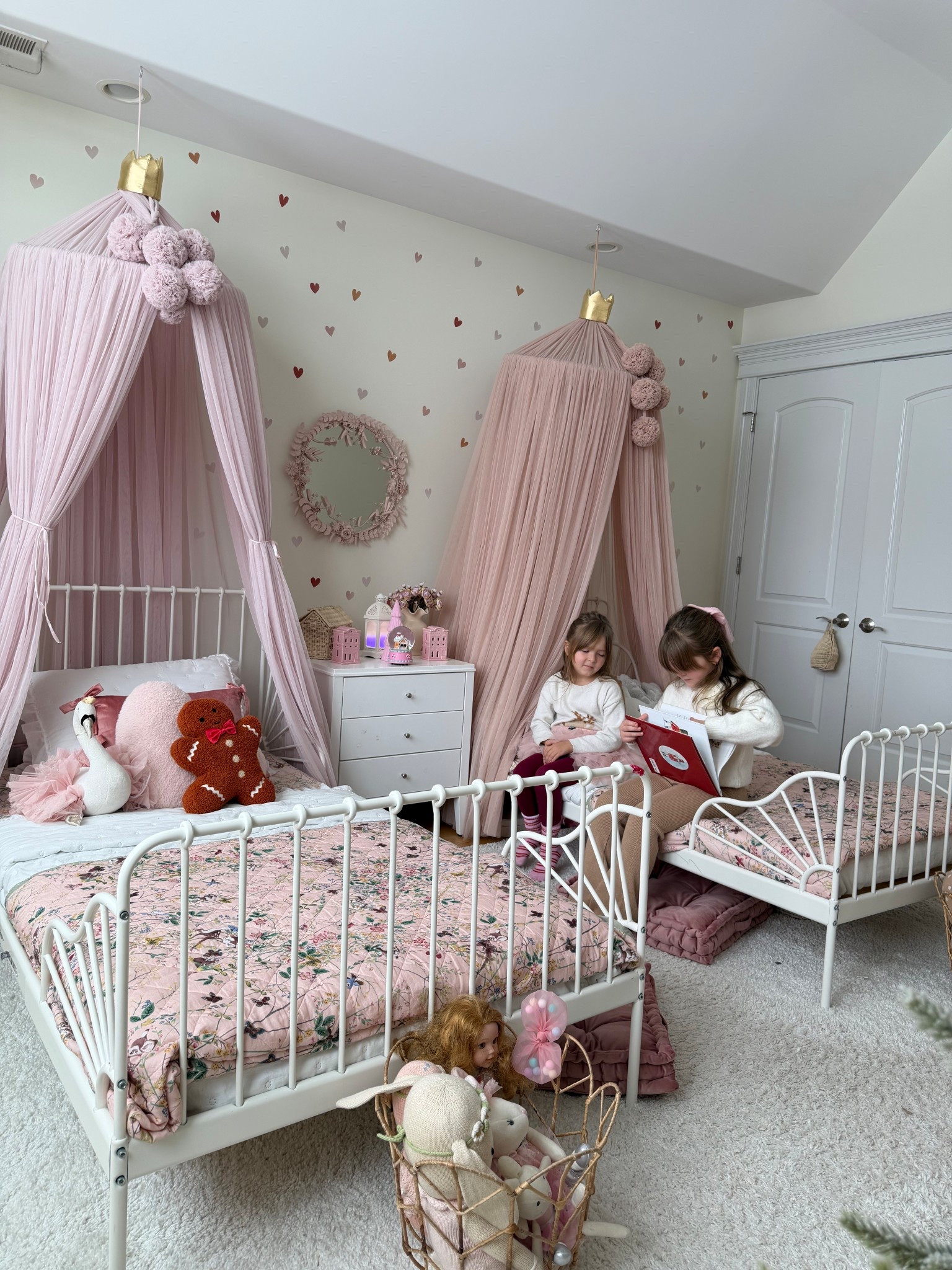 My girls’ shared bedroom! Lots of pink, flowers, hearts and girly things even for Christmas! 

#LTKSeasonal #LTKHoliday #LTKKids