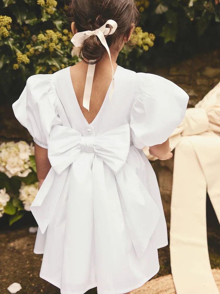 White Flower Girl Taffeta Bow Dress (3mths-8yrs) | Next US