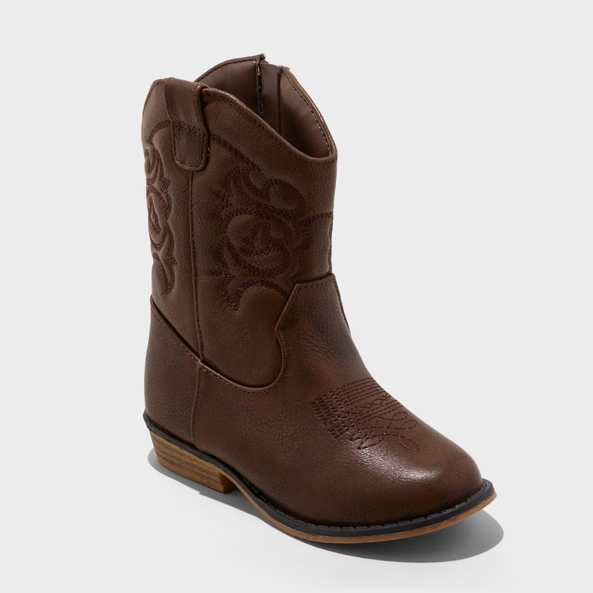 Toddler Girls' Memphis Western Boots - Cat & Jack™ Cognac 7T: Mid Calf, Zipper Closure, Texture... | Target