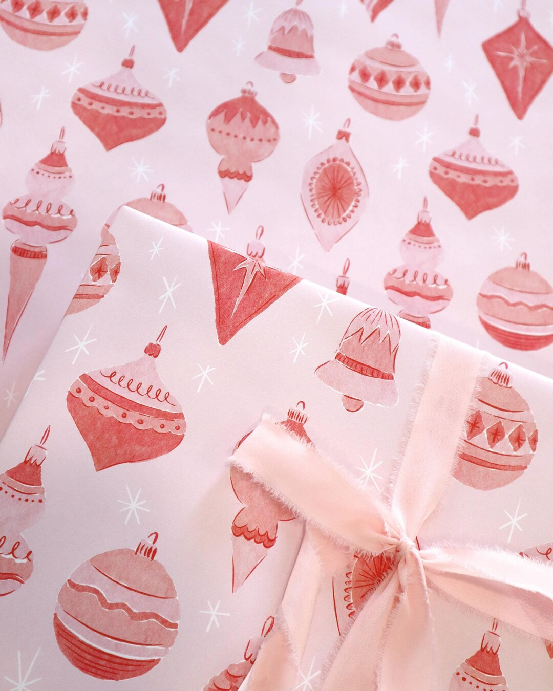 Gift Wrap Roll | Retro Ornaments Illustration | Wrapping Paper | Christmas Holiday | 30" Wide Rol... | Etsy (US)