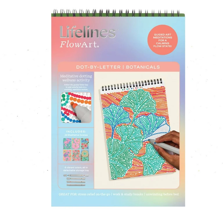 Lifelines FlowArt Dot-by-Letter Activity Pad, Guided Dot Art Meditations with 4 Double-Sided Mark... | Walmart (US)