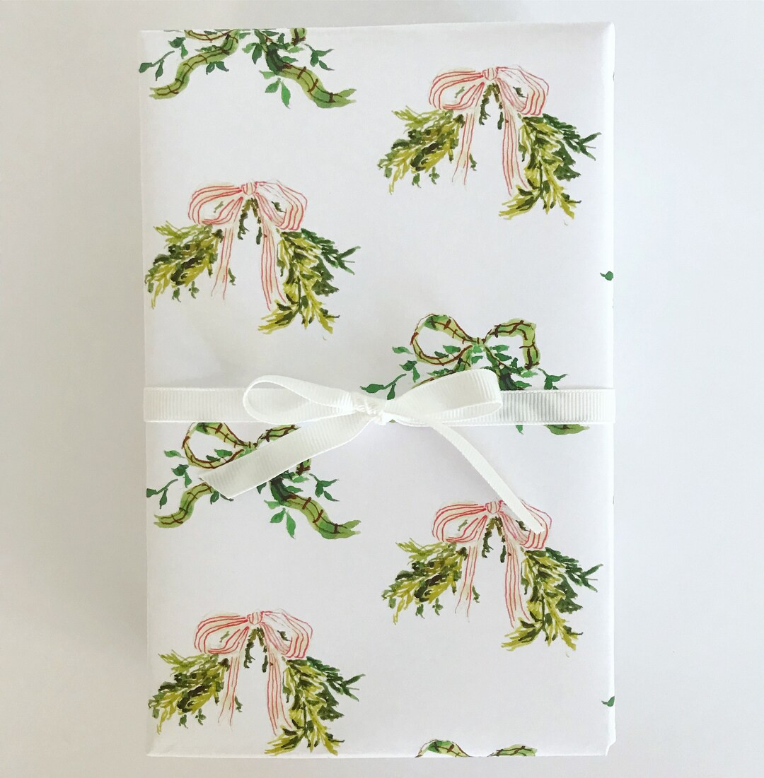Wrapping Paper: Greens and Bows gift Wrap Birthday Holiday - Etsy | Etsy (US)