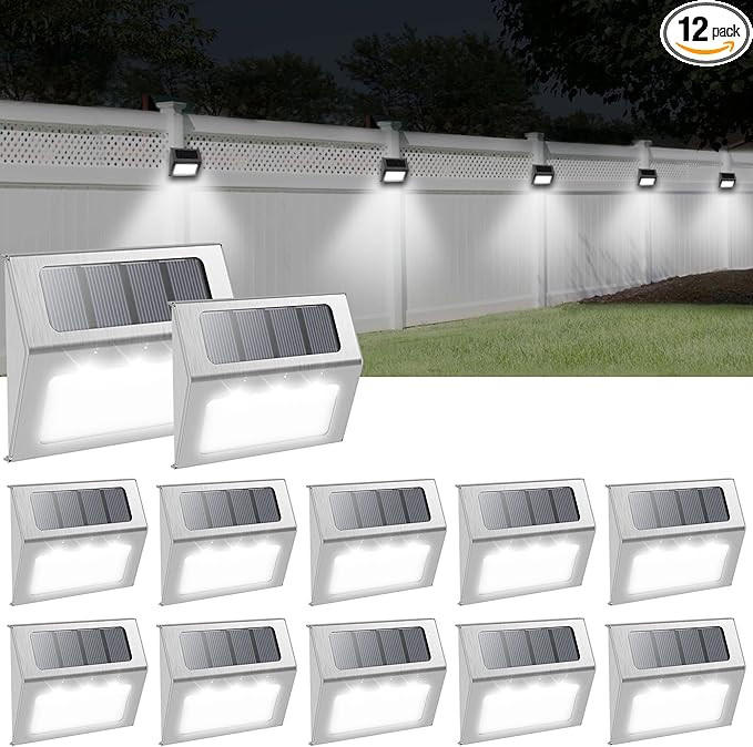 Otdair Solar Lights for Outside, 12 Pack Solar Deck Lights Outdoor, Waterproof Fence Solar Lights... | Amazon (US)