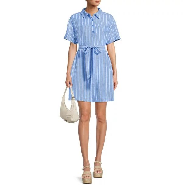 The Get Women's Short Sleeve Babydoll Mini Dress with Tie - Walmart.com | Walmart (US)