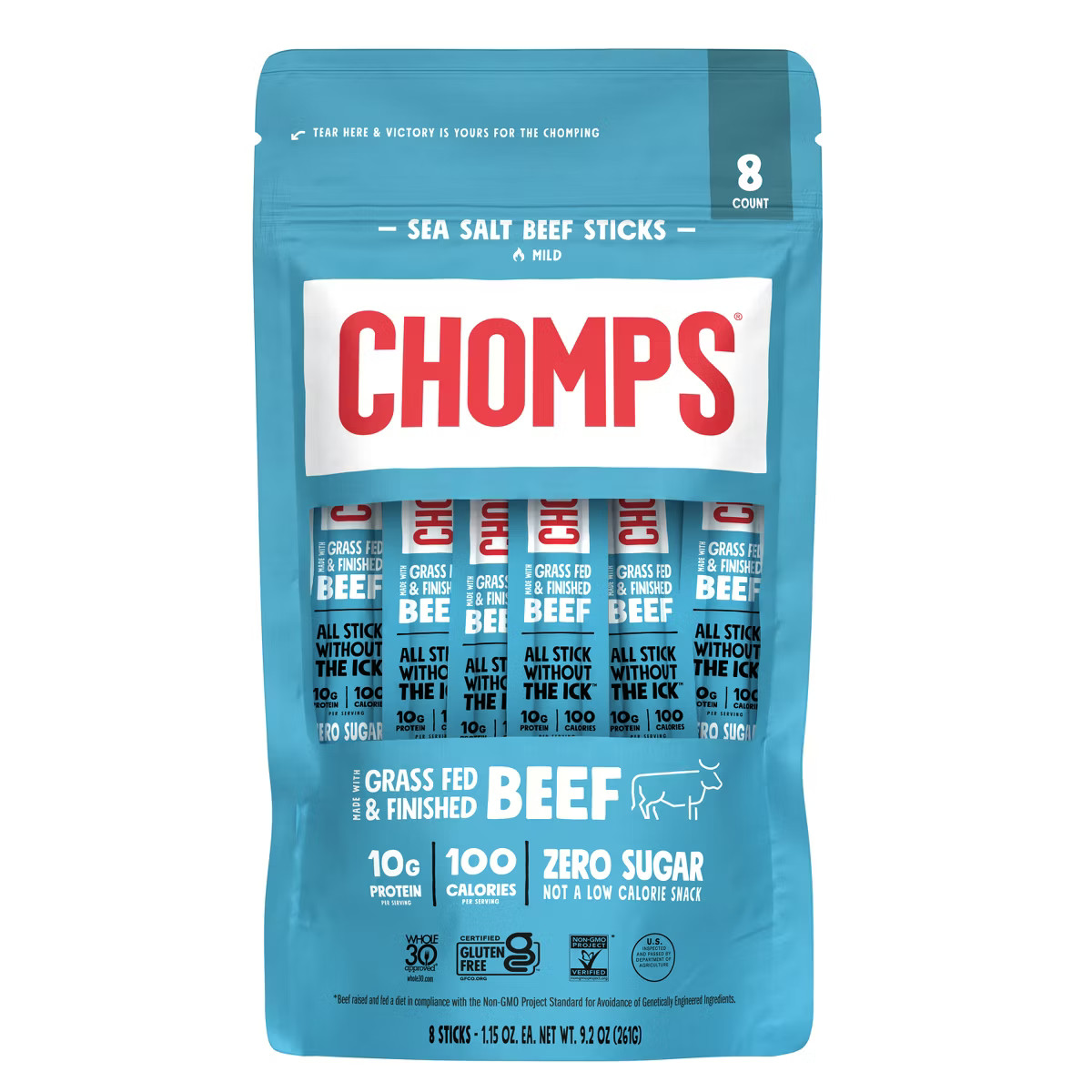Chomps Sea Salt Beef Sticks - 9.2oz/8ct | Target