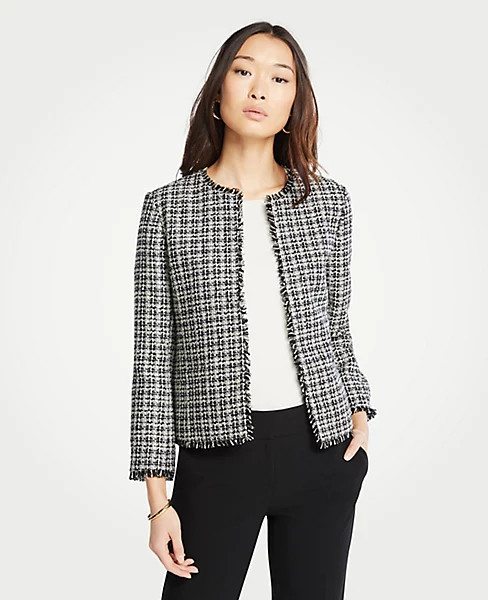 Fringe Tweed Open Jacket | Ann Taylor | Ann Taylor (US)