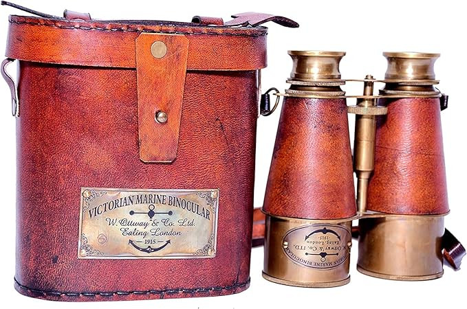 Antique Design Victorian Marine Brass Leather Binocular Coating Blue Lens Opera Glasses & Spyglas... | Amazon (US)