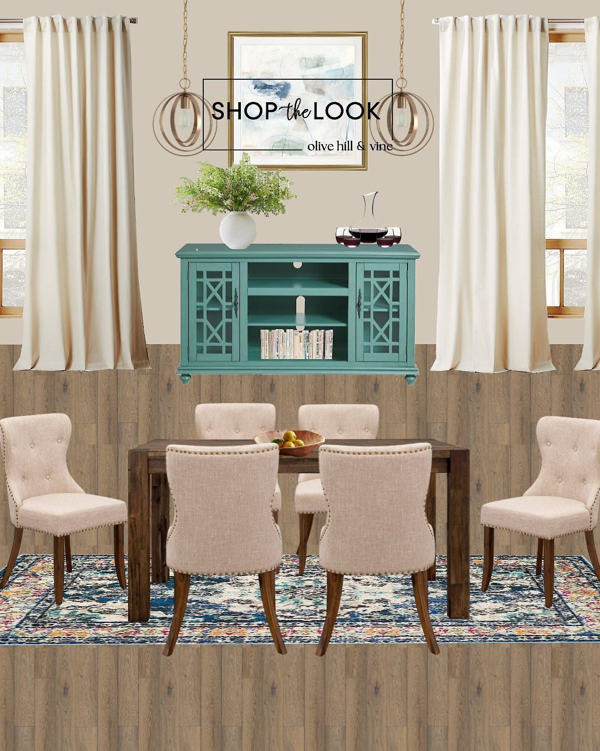A dining space that feels effortlessly refined. Thoughtfully curated, this look pairs a solid acacia wood table in weathered brown with regal tufted dining chairs in light tan linen. An antique teal buffet adds charm, while layered textures and bold accents bring warmth. Shop the look!  

 

#LTKHome #LTKStyleTip #LTKFamily