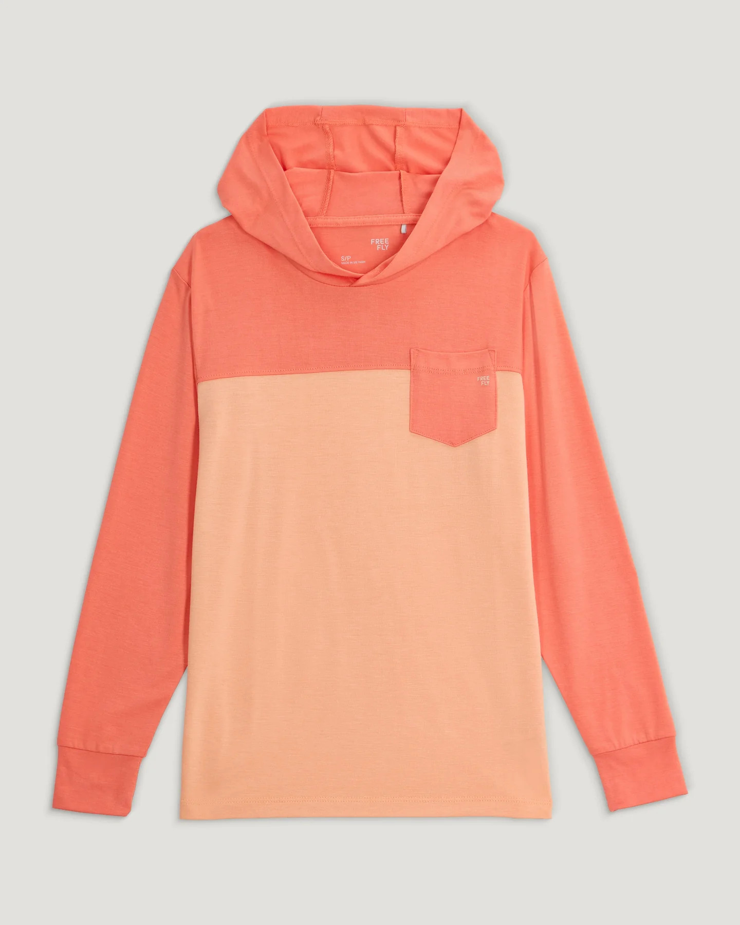 Youth Colorblock Bamboo Shade Hoodie - Flamingo / Coral Peach | Free Fly Apparel