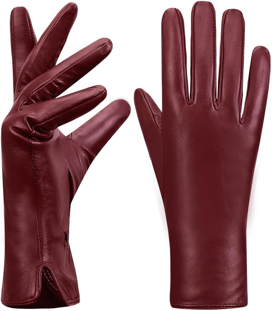 Women's Winter Leather Gloves Nappa Lambskin Touch Screen Gloves Warm Cashmere Lined | Amazon (CA)