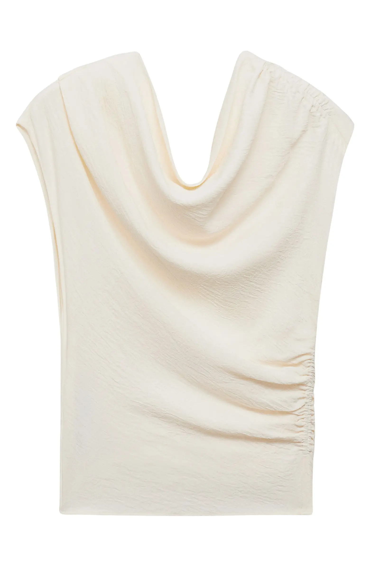 MANGO Asymmetric Off the Shoulder Ruched Top | Nordstrom | Nordstrom