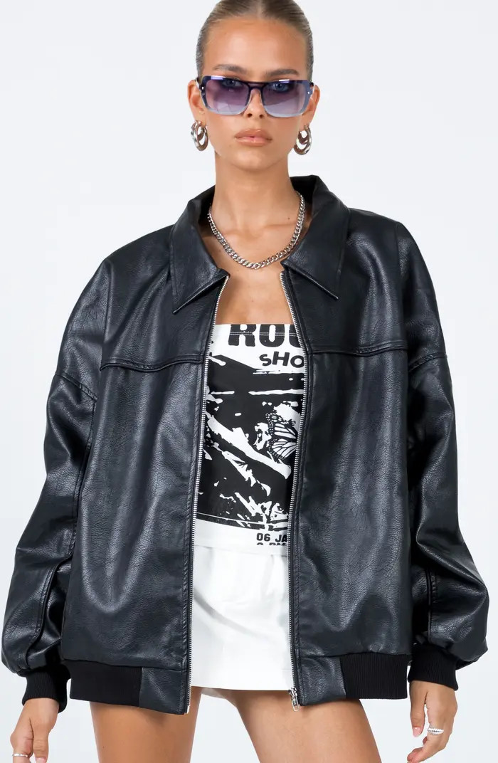 Goldsmith Oversize Faux Leather Bomber Jacket | Nordstrom
