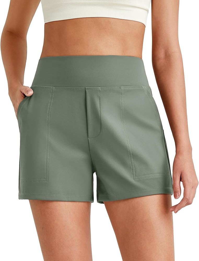 G4Free ShiftReady 3" Dress Shorts for Women High Waisted Comfy Shorts Tailored Trendy Casual Summ... | Amazon (US)