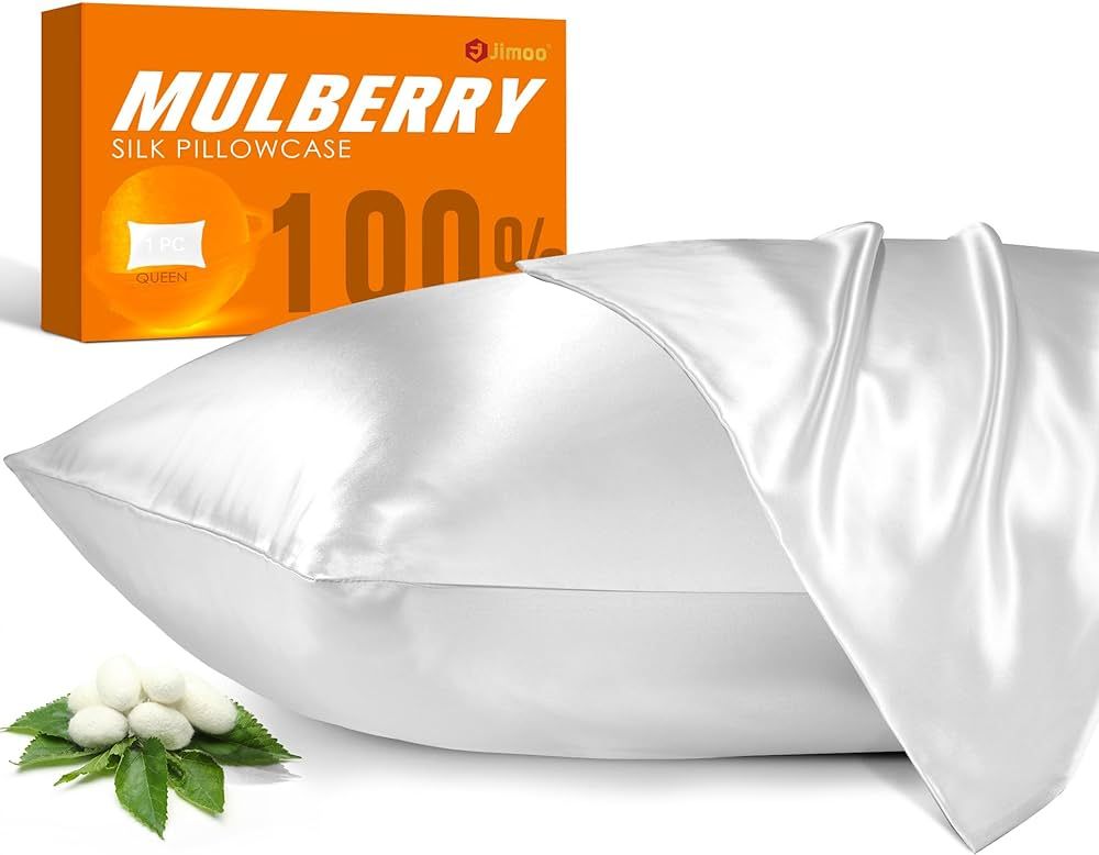 100% Mulberry Silk Pillowcase for Hair and Skin, 22 Momme Natural Silk Pillow Case with Zipper, B... | Amazon (US)