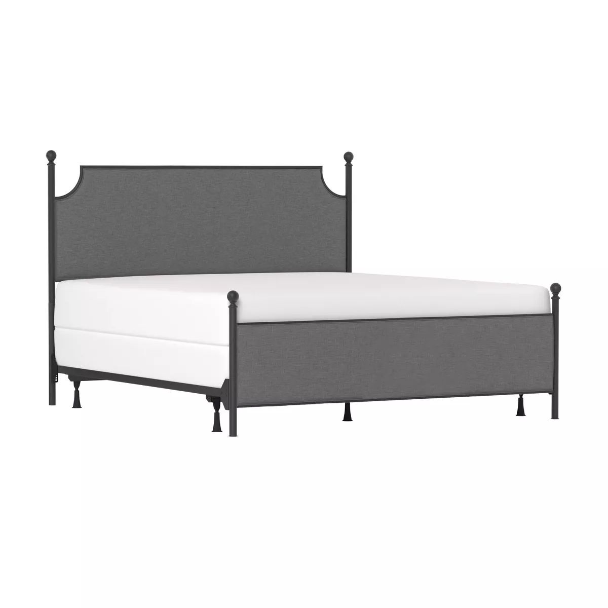 King McArthur Metal and Upholstered Bed Matte Black/Gray Fabric - Hillsdale Furniture | Target