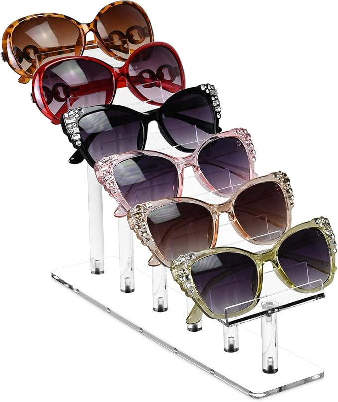 MOOCA 6 Tier Acrylic Eyeglasses Frame Stand, Sunglasses Rack, Sunglasses Stand Acrylic Sunglasses... | Amazon (US)
