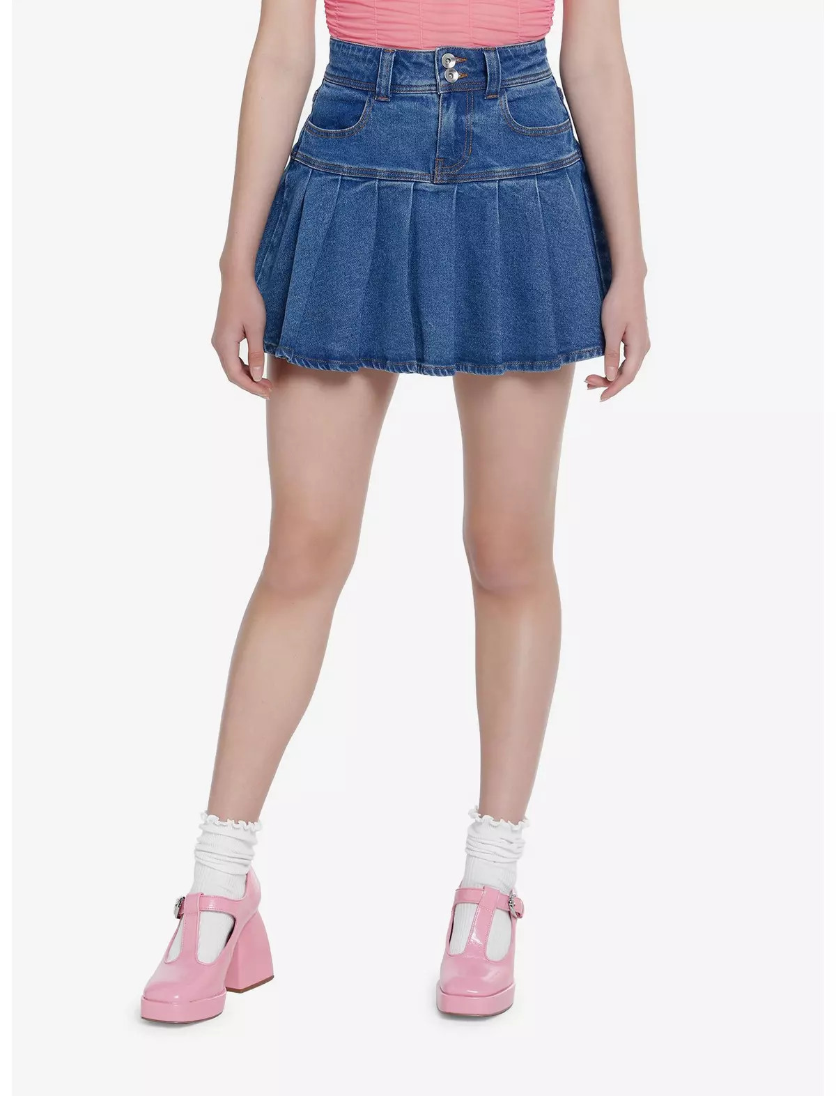 Sweet Society Pleated Denim Mini Skirt | Hot Topic