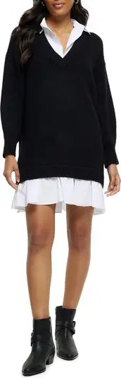 Long Sleeve Sweater & Poplin Shirtdress | Nordstrom