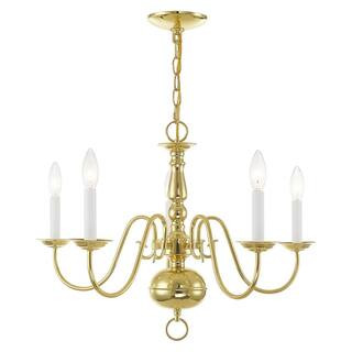 Williamsburgh 5 Light Polished Brass Chandelier | The Home Depot
