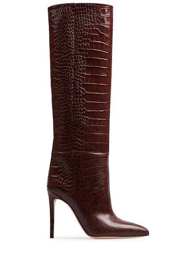 Paris Texas - 105mm croc embossed leather tall boots - Brown | Luisaviaroma | Luisaviaroma