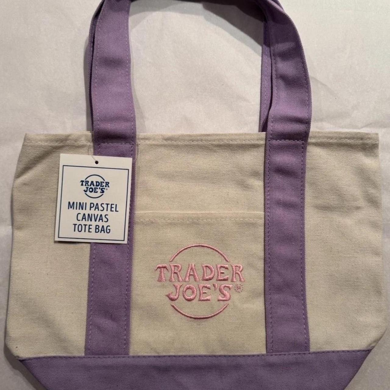 Trader Joe's Women's Tote bags - Purple/Cream | Depop US