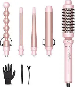 Wavytalk 5 in 1 Curling Iron,Curling Wand Set with Curling Brush and 4 Interchangeable Ceramic Cu... | Amazon (US)