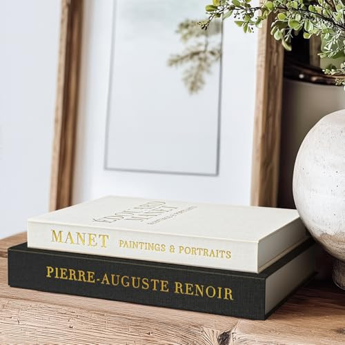 Aesthetic Decorative Books for Coffee Table - Set of 2 Linen Faux Book for Room Bookshelf Decor - Fake Books Storage Box for Photo and Keepsake - Bedside Tables Decors, Black | Amazon (US)