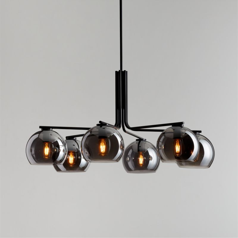 Arren Black Chandelier Light with Round Silver Glass Shades + Reviews | Crate & Barrel | Crate & Barrel