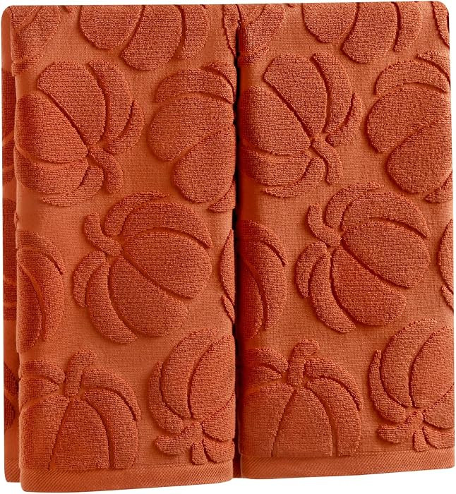 Quera 2 Pack Hand Towels Fall Pumpkin Thanksgiving Rust Bathroom Decorative Towels Set for Drying... | Amazon (US)