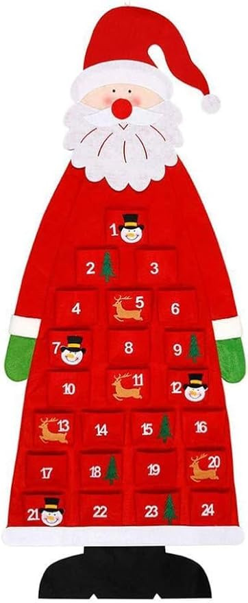 Christmas Felt Advent Calendar with 24 Pockets Hanging Ornaments for Home Office Door Wall Decora... | Amazon (US)