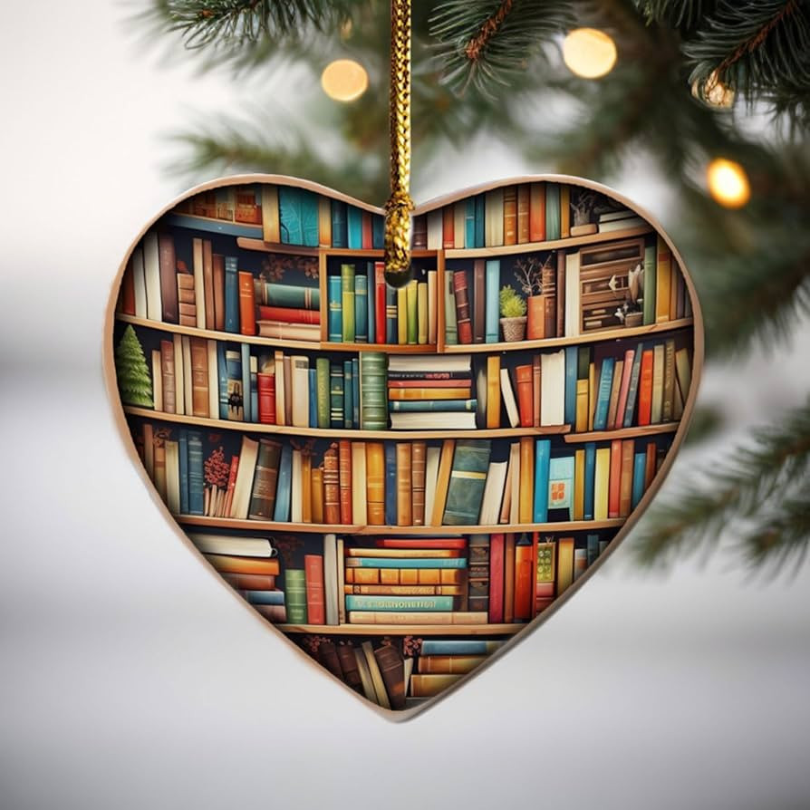 Christmas Tree Decoration, Book Christmas Ornament, Book Ornament, Book Lovers Heart Ornament, Ch... | Amazon (US)