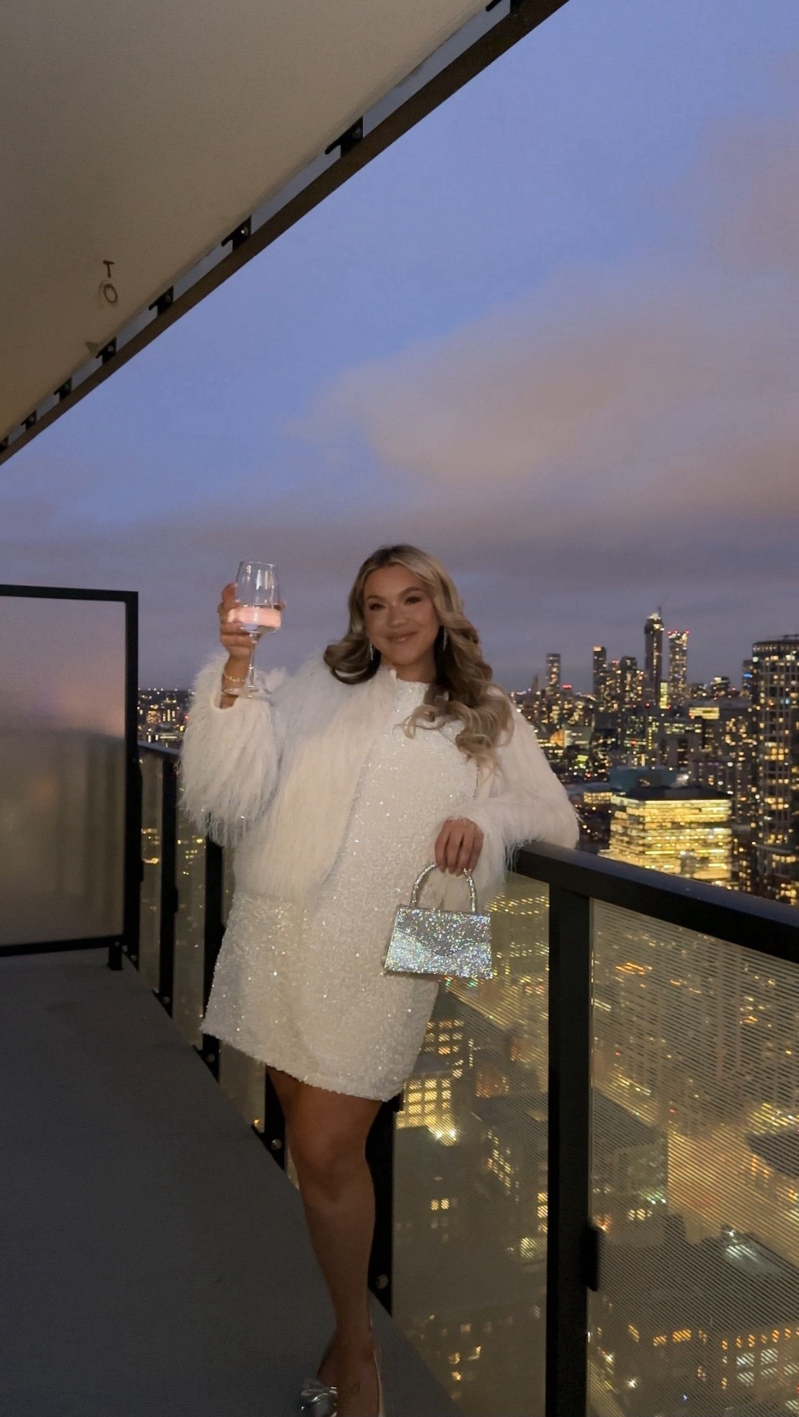 White sequin bow dress, white fur jacket, silver handbag, holiday style, New Year’s Eve, Christmas party outfit 

#LTKpartywear #LTKwinter #LTKmidsize