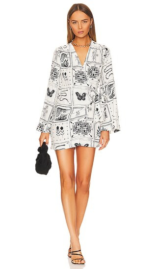 Hillia Mini Dress in Ivory & Black Frames | Revolve Clothing (Global)