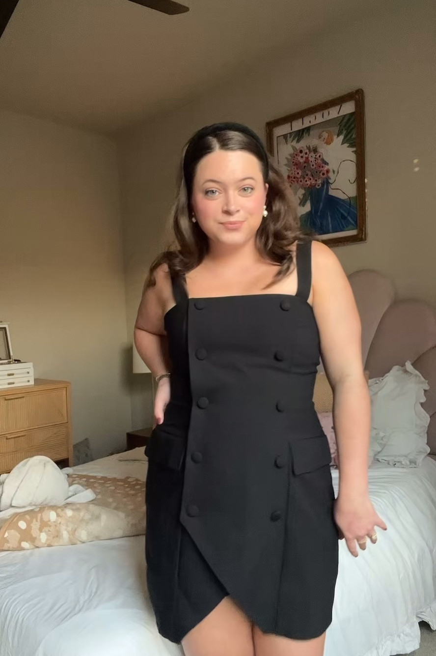 Black tailored romper dress 