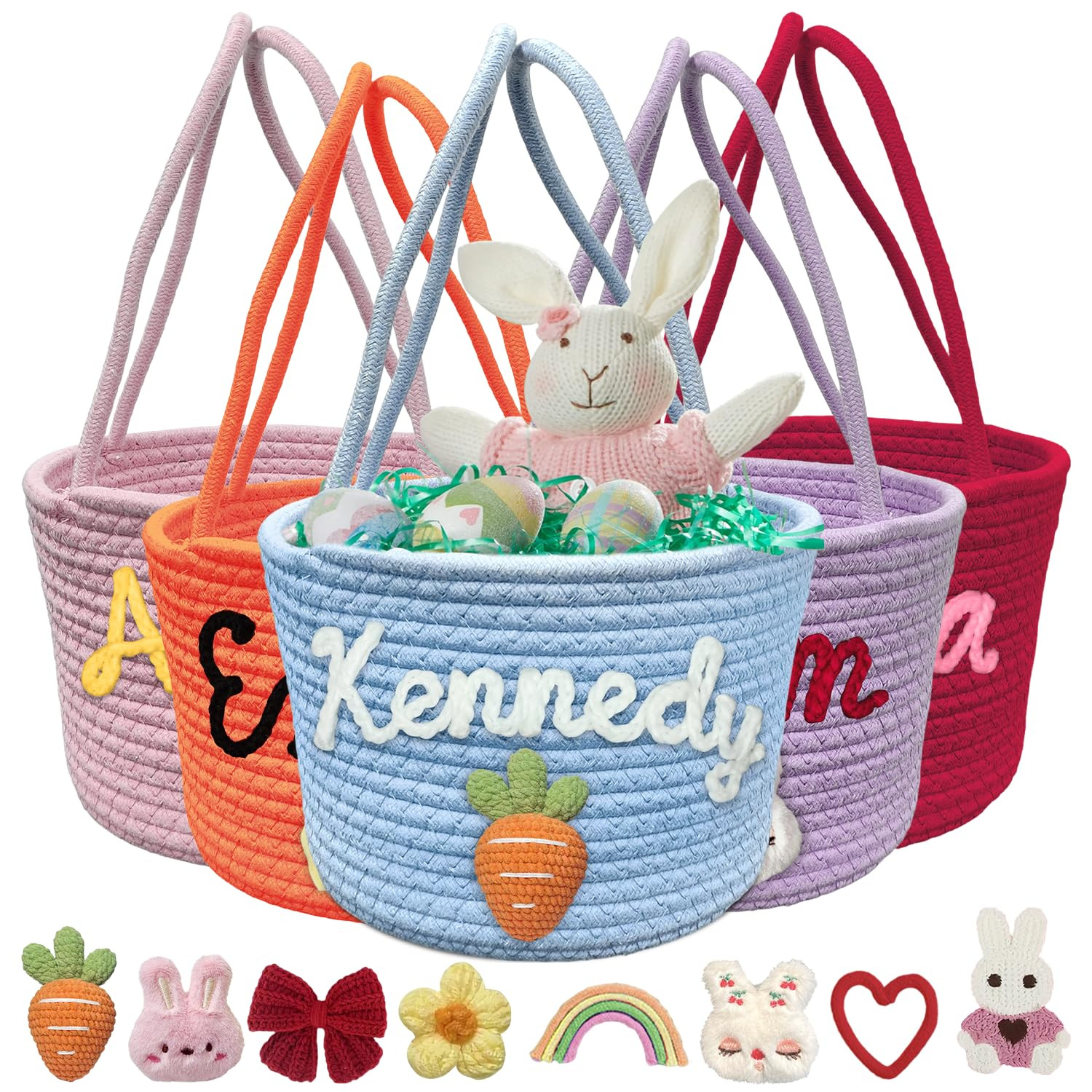 Personalized Easter Basket with Names Custom Made Easter Basket Easter Egg Hunt Basket Customized... | Amazon (US)