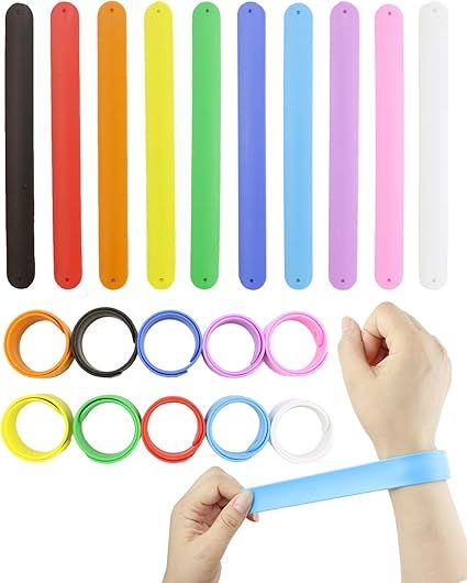 WTSHOP 20Pcs Rainbow Silicone Slap Bracelets Soft and Safe for Party Favors(10 Color) | Amazon (US)