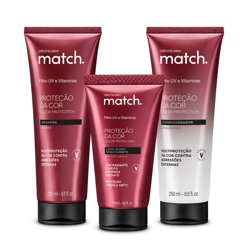 Combo Match. Proteção da Cor: Shampoo 250ml + Condicionador 250ml + Leave-in 150ml | oBoticario (BR)