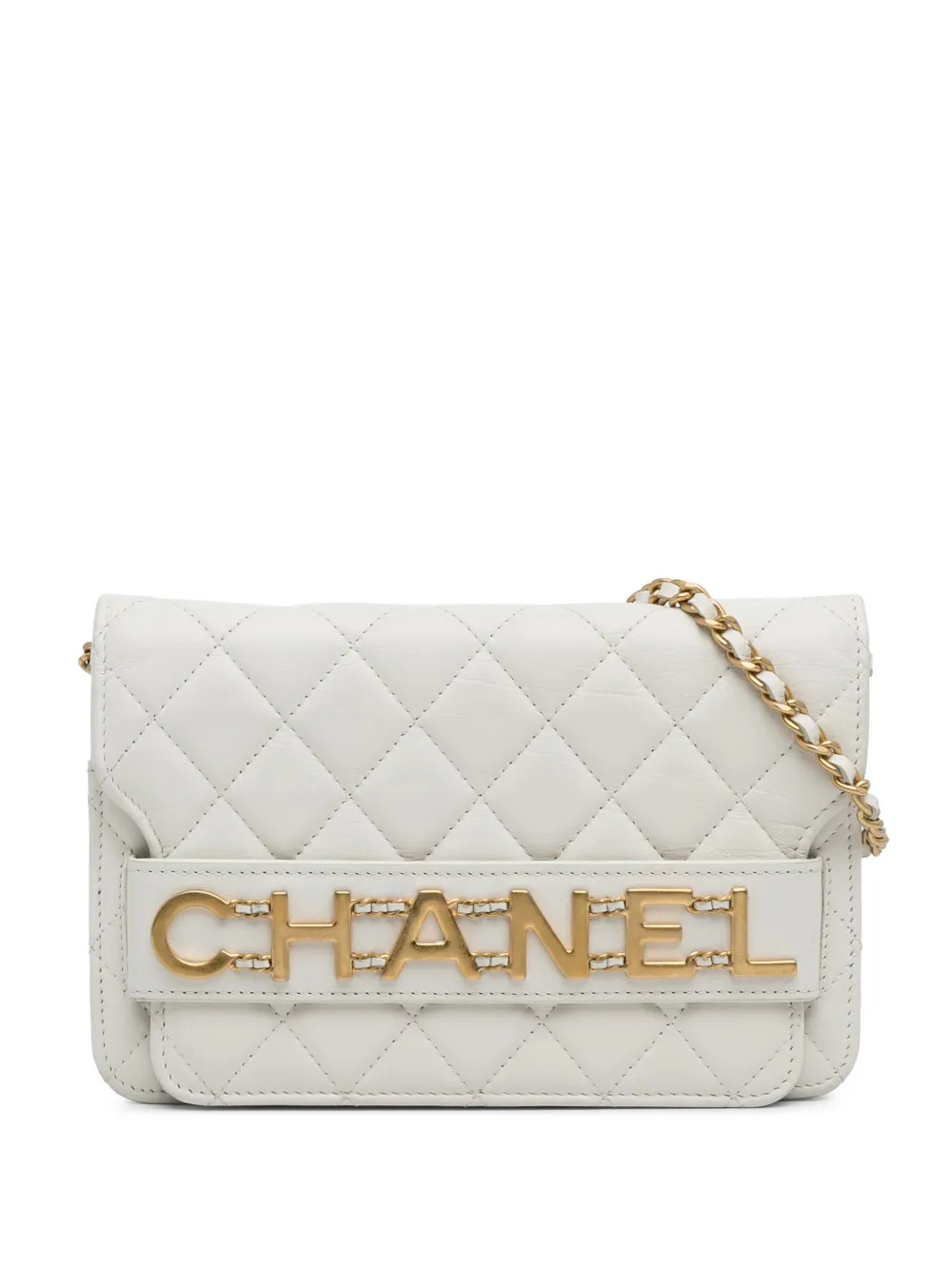CHANEL Pre-Owned 2019 Enchained Flap Wallet on Chain crossbody bag - White | Farfetch Global