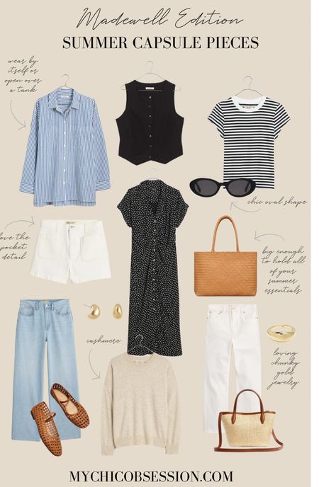 Madewell capsule pieces to refresh your summer outfit selection. You can never go wrong with classic pieces like an oversized striped button-down, a striped tee, wide-leg jeans, white denim, a floral dress, woven accessories, and chunky gold jewelry.

#LTKSeasonal #LTKStyleTip #LTKxMadewell