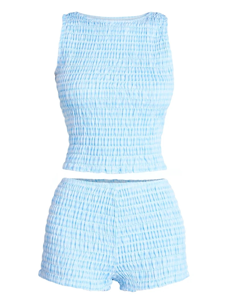 No Boundaries Smocked Tank Top and Shorts Set, 2-Piece, Women's XXS-XXL | Walmart (US)