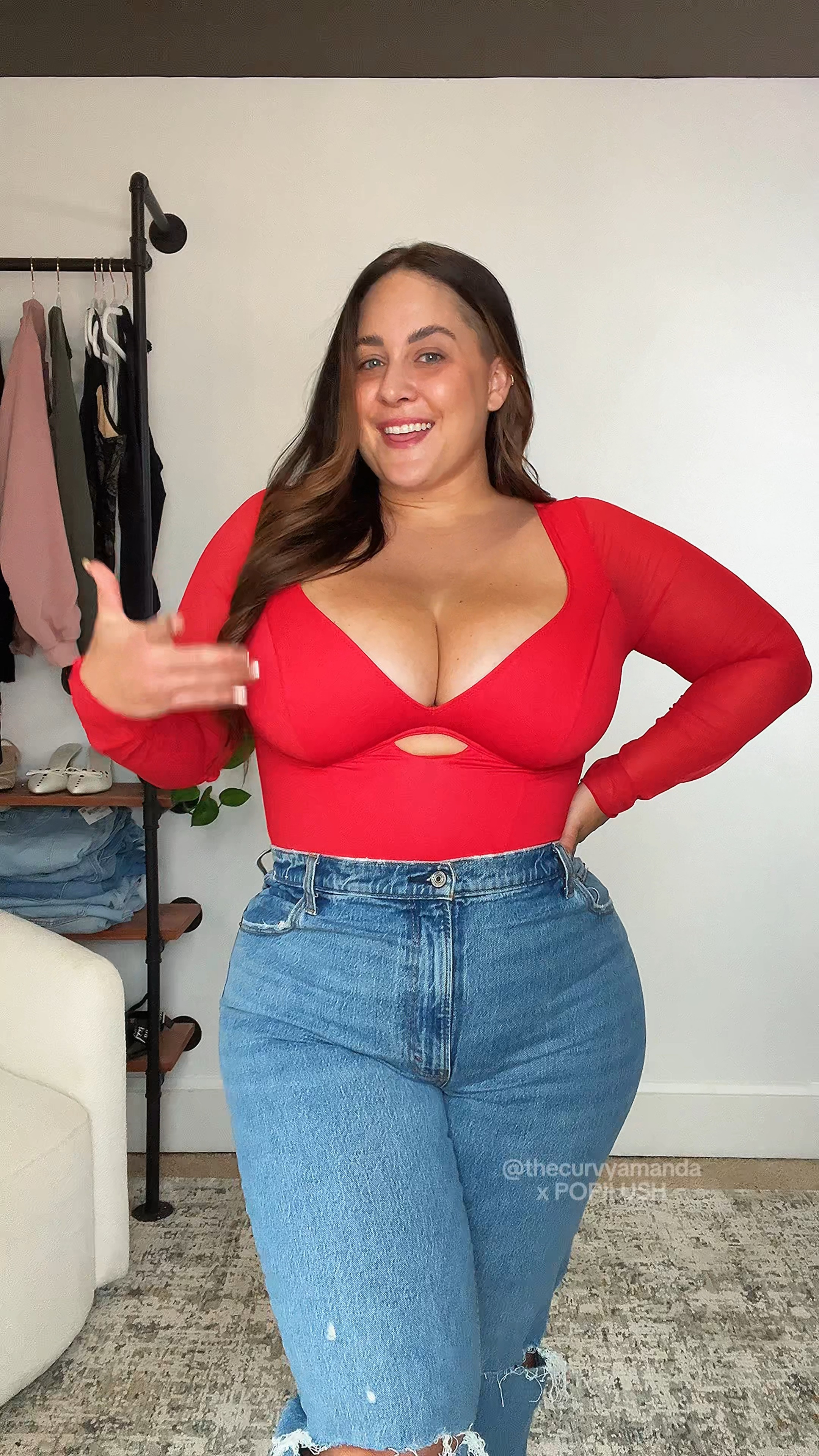 Shapewear bodysuit on sale for Black Friday! 

If you have a full bust or don’t like high compression, I recommend sizing UP! 

I am 5’2”, typically a 14-16, 38J and I wear an XXL! 

Jeans are NOT curve love, I am in a size 33. 

NO BRA NO BOOB TAPE 

#LTKMidsize #LTKHoliday #LTKCyberWeek