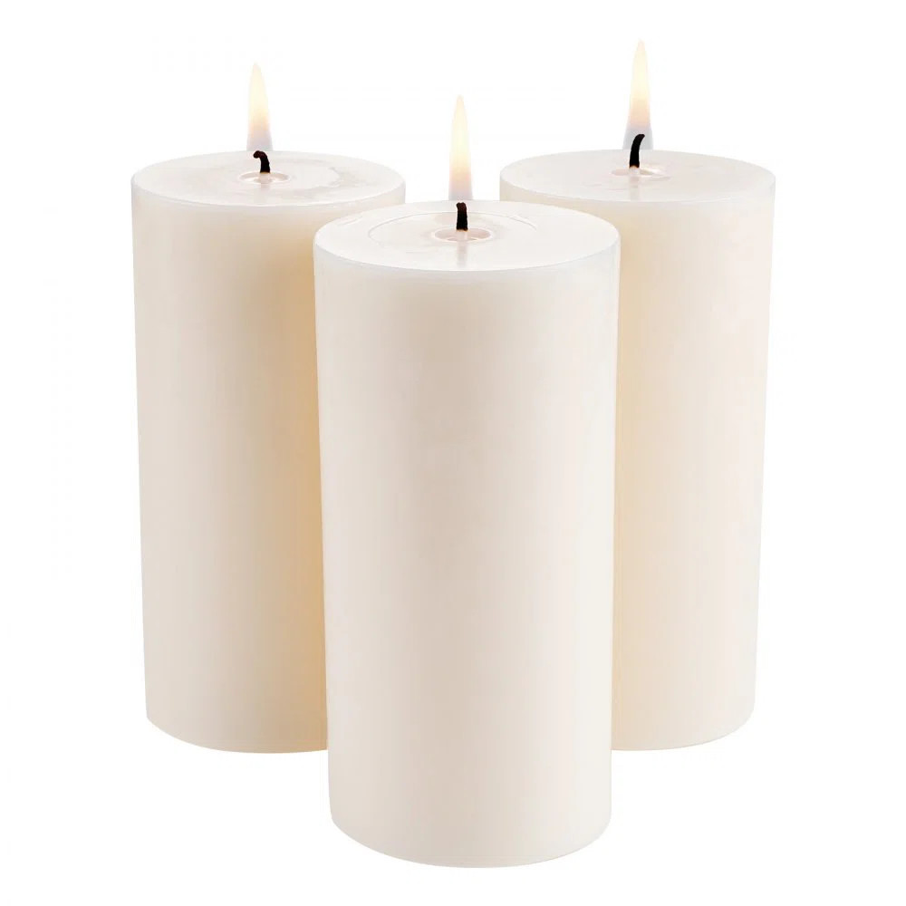 Unscented Pillar Candles 65 Hours Long Burning Christmas White,Flickering-Flame Effect (Set of 3) | Wayfair North America